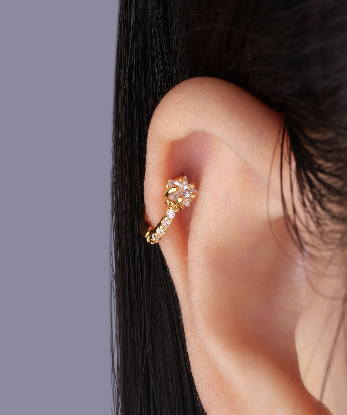 Star Hoop - Brass - Upper Lobe, Helix - Oumo Jewelry