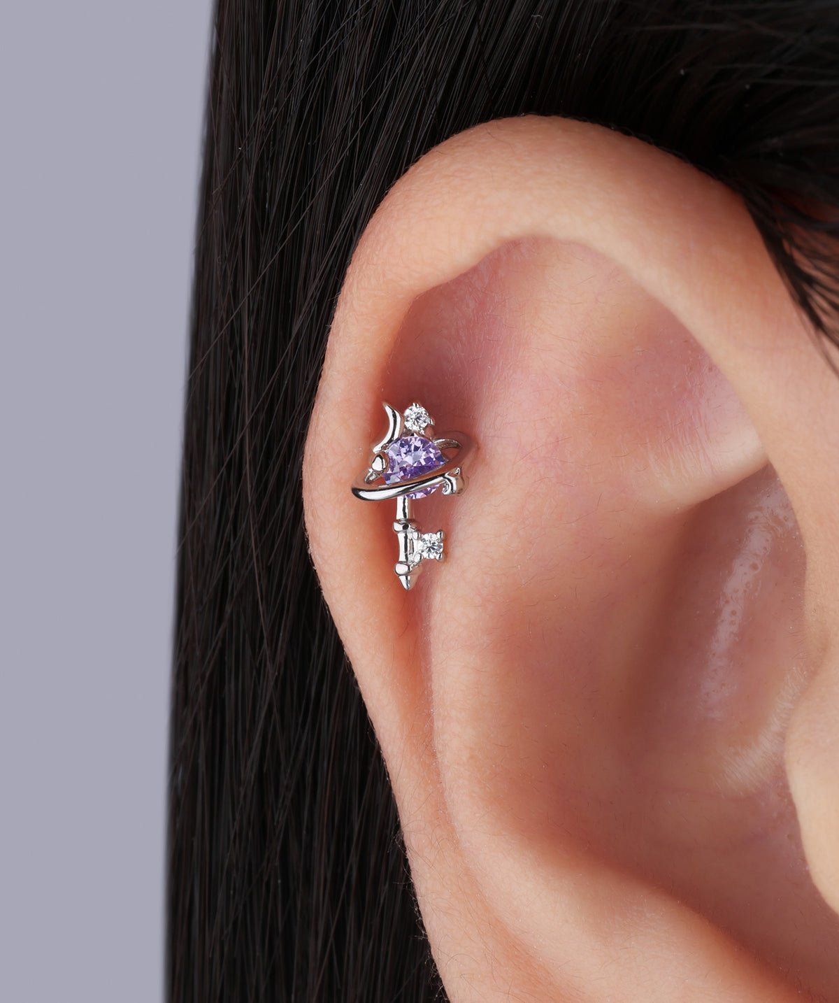 Dreamy Starry Sky Stud - Stainless Steel - Upper Lobe, Helix - Oumo Jewelry