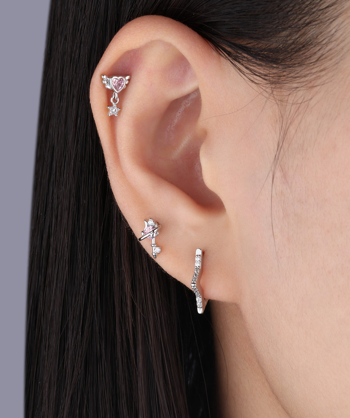 Dreamy Starry Sky Stud - Stainless Steel - Upper Lobe, Helix - Oumo Jewelry