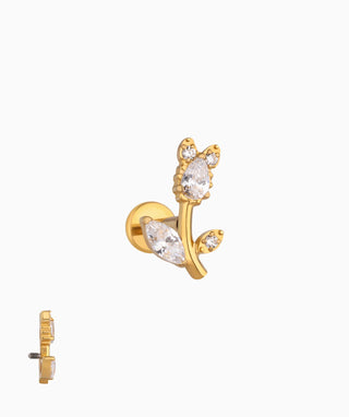 Titanium Cute Tulip Flatback Stud - OumoJewelry