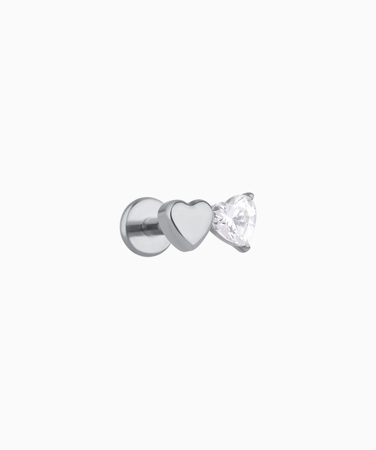 Titanium Double Love Flatback Stud - Titanium - Helix, Upper Lobe, Conch - Oumo Jewelry