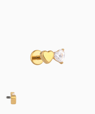 Titanium Double Love Flatback Stud - OumoJewelry