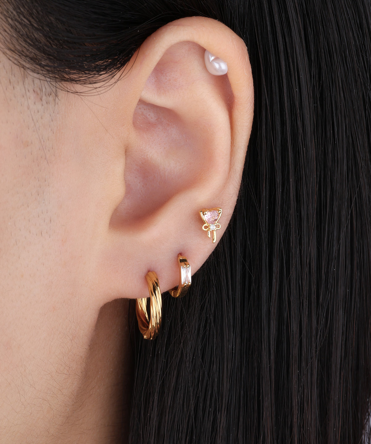 Love Bow Stud - Stainless Steel - Upper Lobe, Helix, Flat - Oumo Jewelry