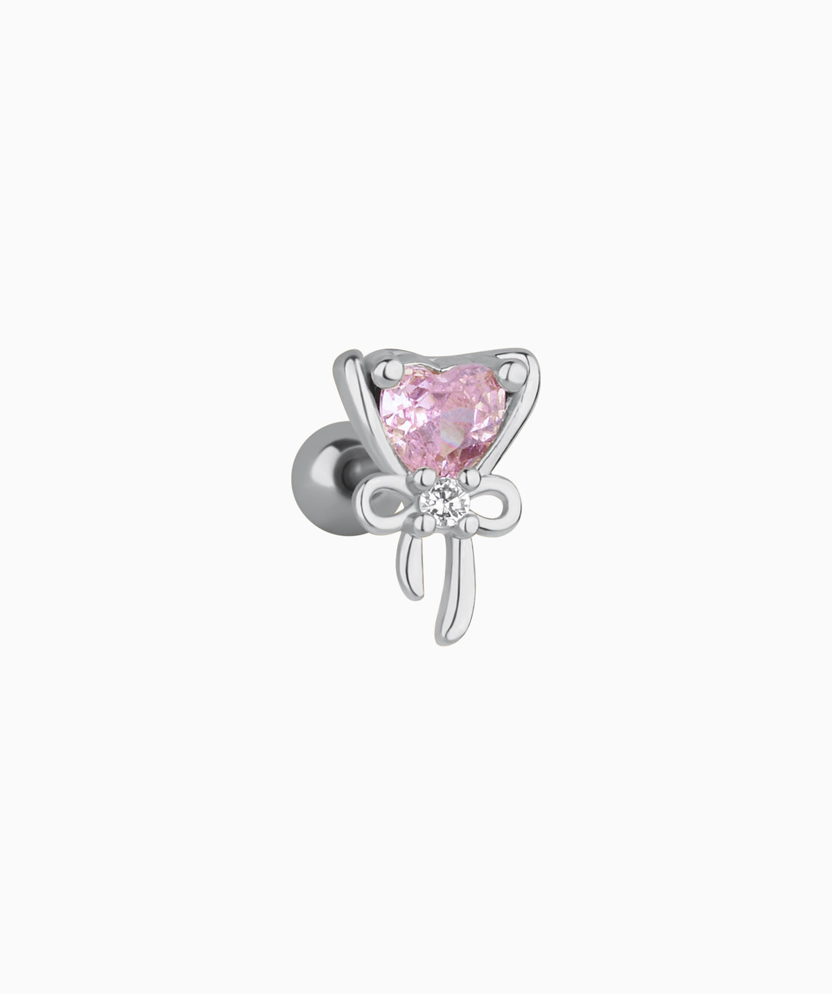 Love Bow Stud - Stainless Steel - Upper Lobe, Helix, Flat - Oumo Jewelry