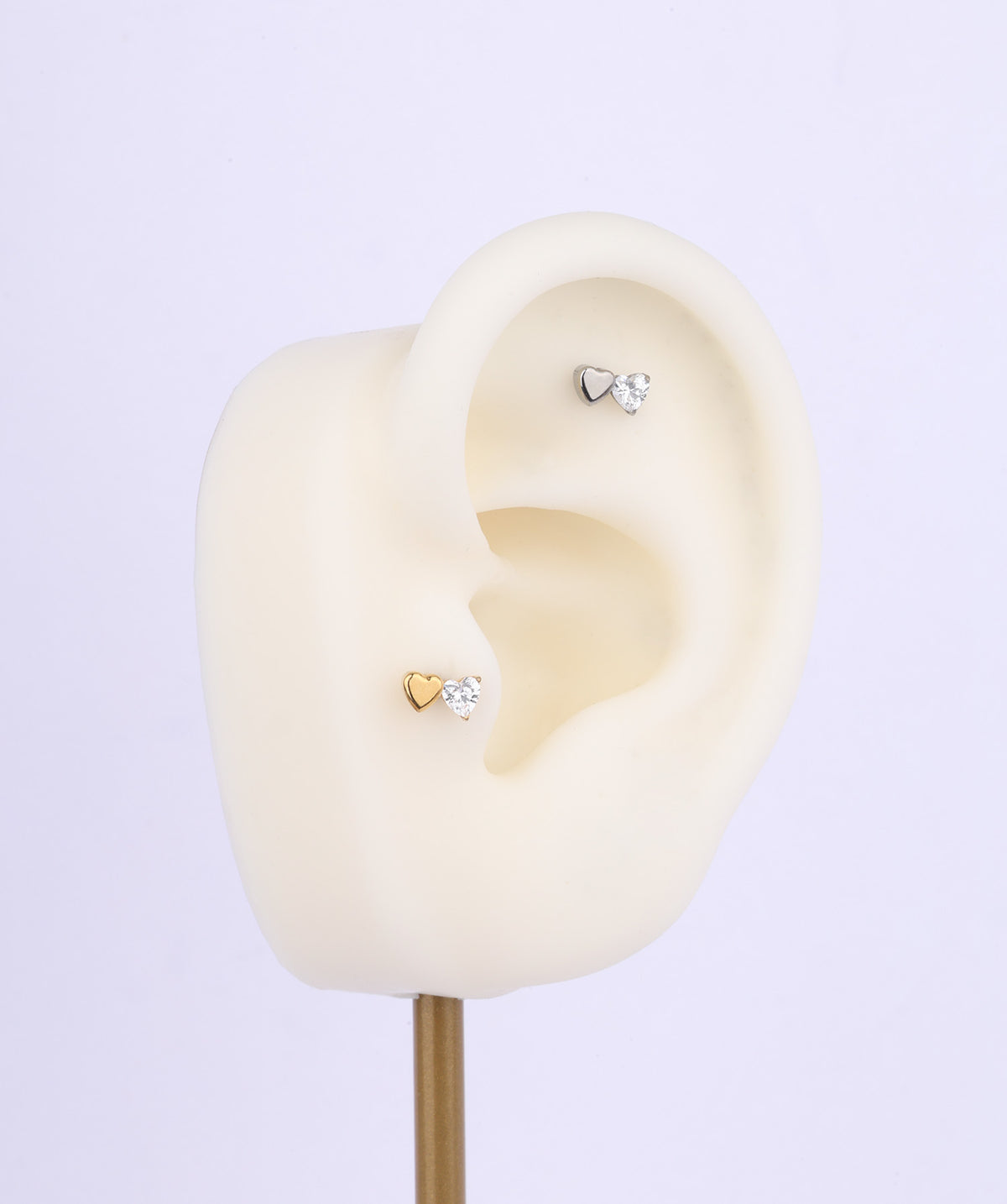 Titanium Double Love Flatback Stud - Titanium - Helix, Upper Lobe, Conch - Oumo Jewelry
