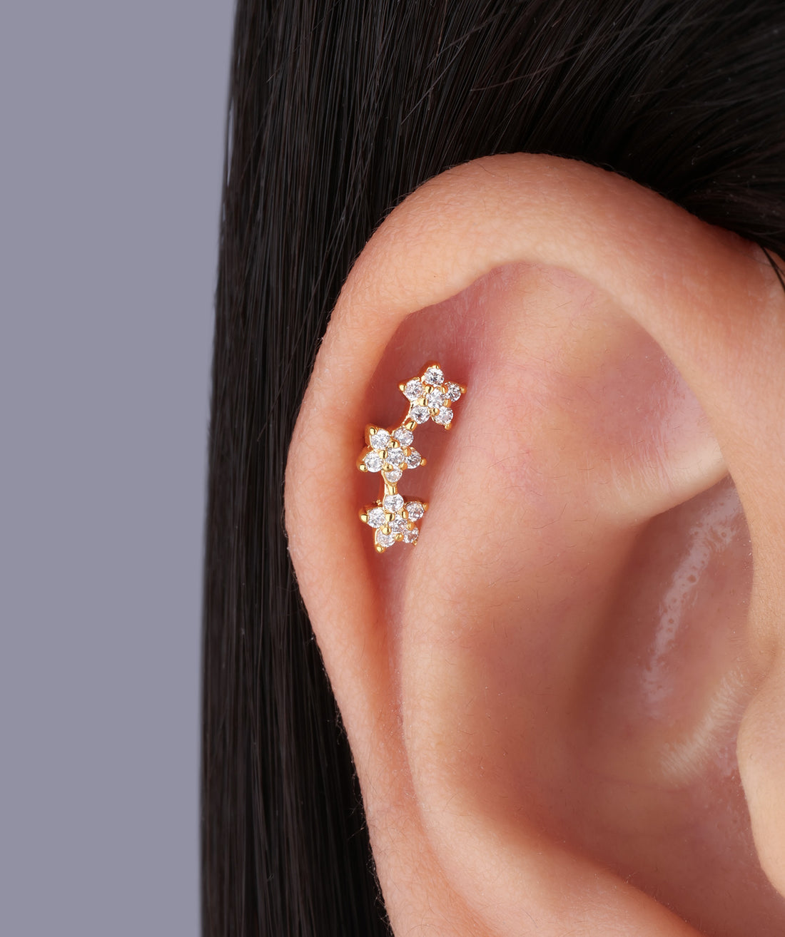 Petite Curved Flower Stud