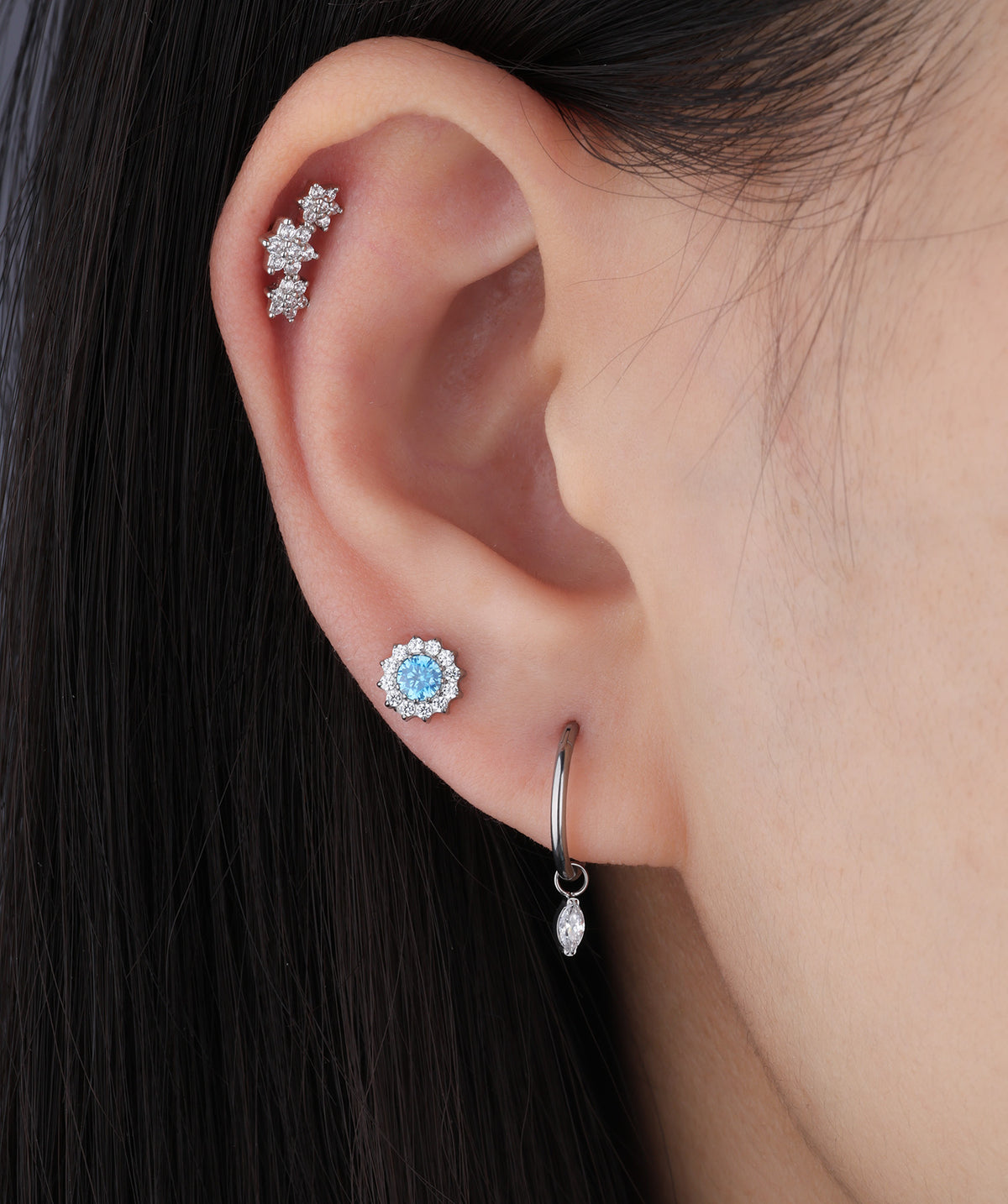Titanium Marquise Dangle - Titanium - Lobe, Upper Lobe, Helix - Oumo Jewelry