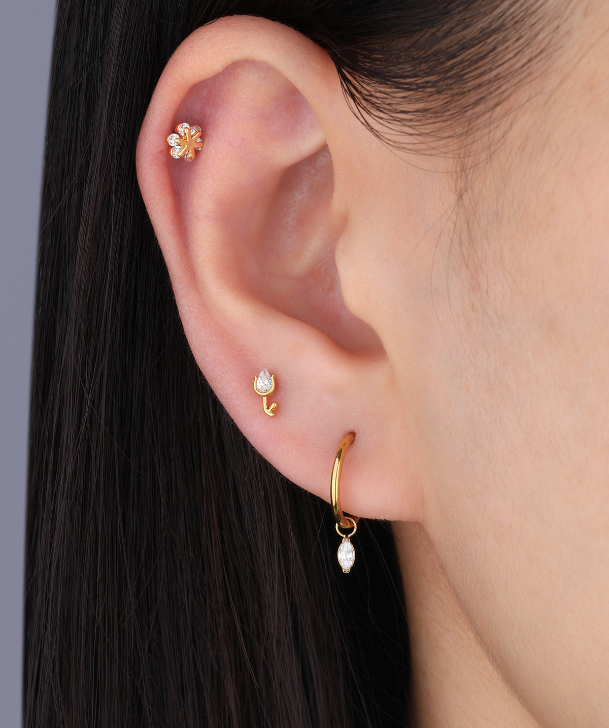 Titanium Marquise Dangle - Titanium - Lobe, Upper Lobe, Helix - Oumo Jewelry