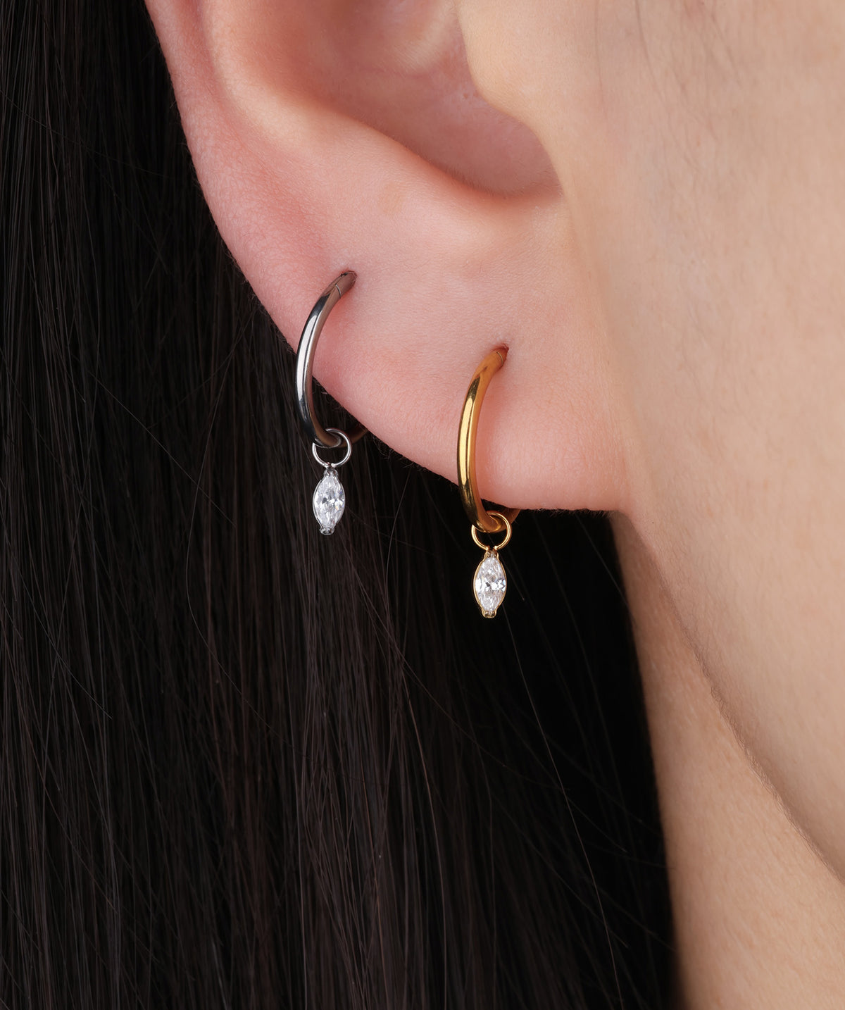 Titanium Marquise Dangle - Titanium - Lobe, Upper Lobe, Helix - Oumo Jewelry