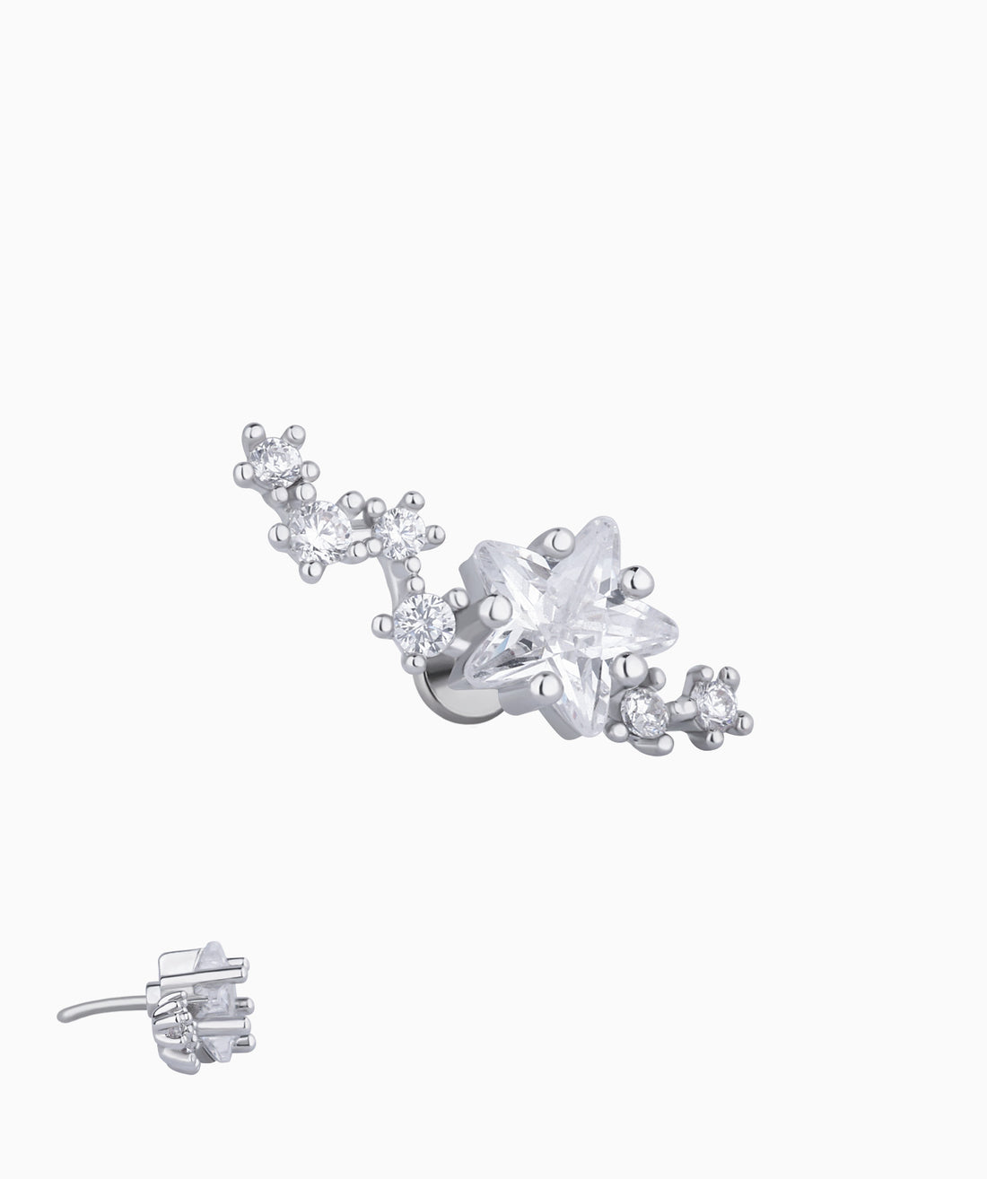 Dazzling Curved Star Flatback Stud