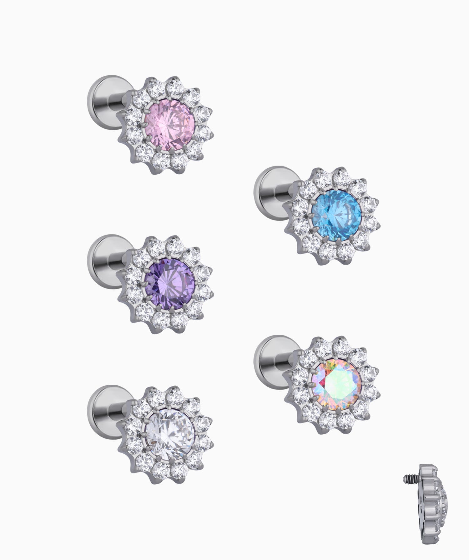 Titanium Charm Flower Stud