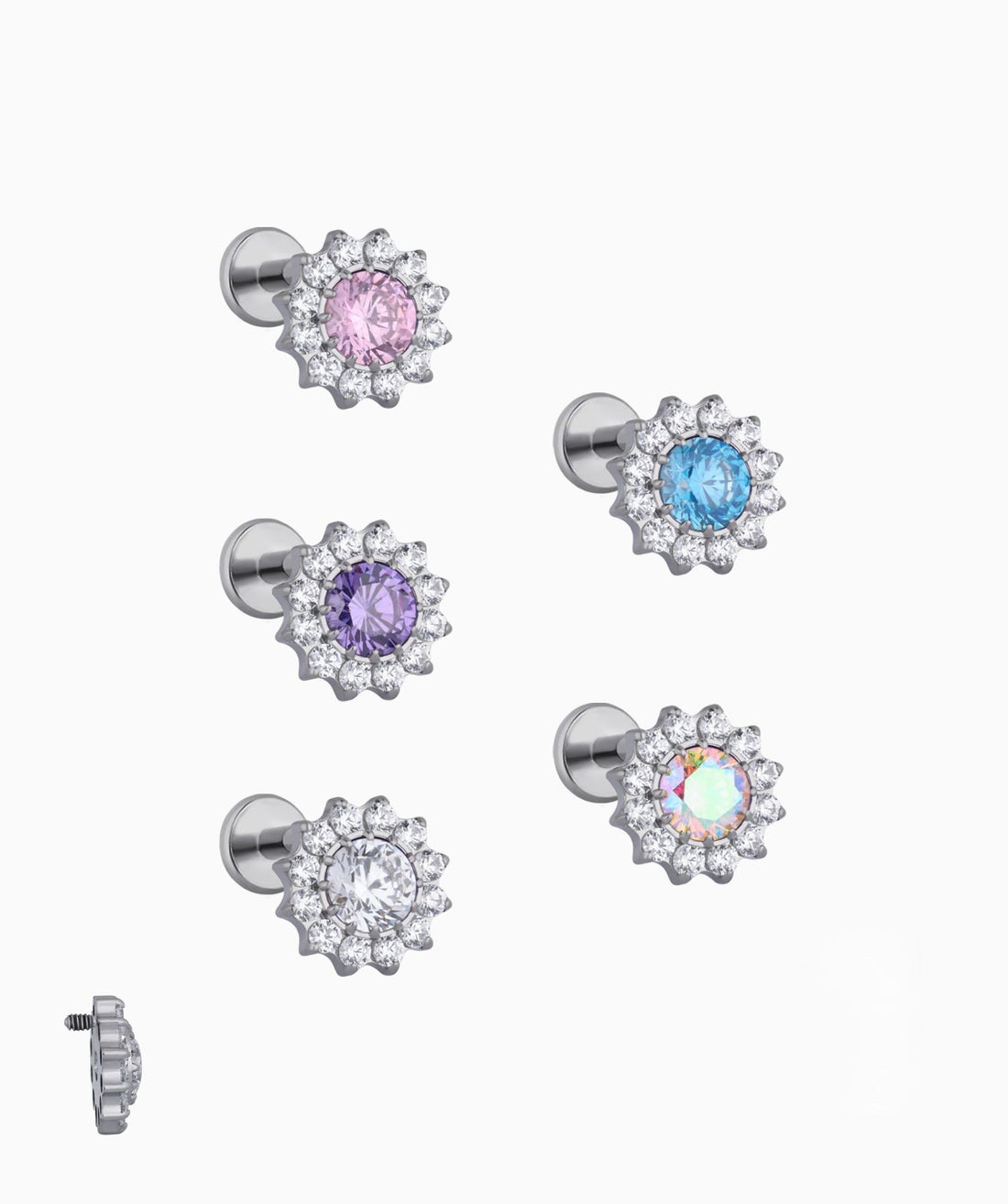 Titanium Charm Flower Flatback Stud