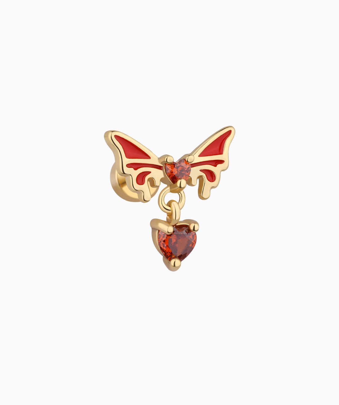 Enamel Butterfly Heart Flatback Drop