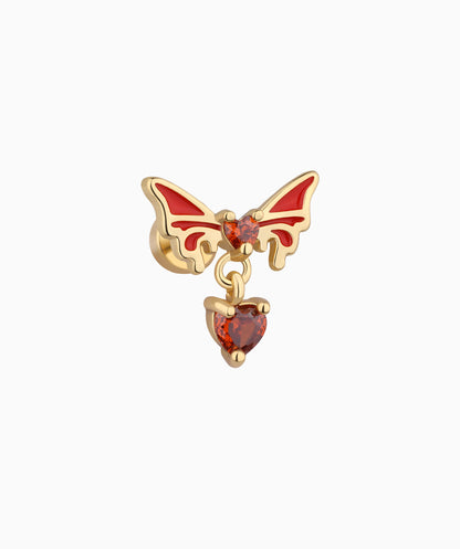 Enamel Butterfly Heart Drop