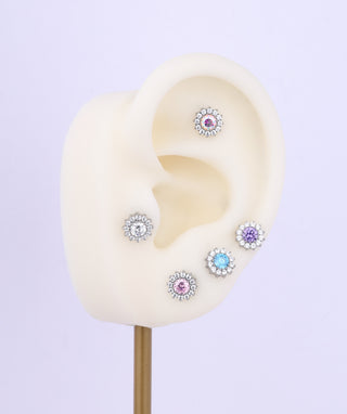 Titanium Charm Flower Flatback Stud - OumoJewelry