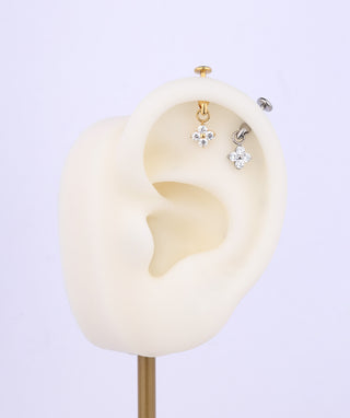 Titanium Flower Vertical Helix Flatback Stud - OumoJewelry