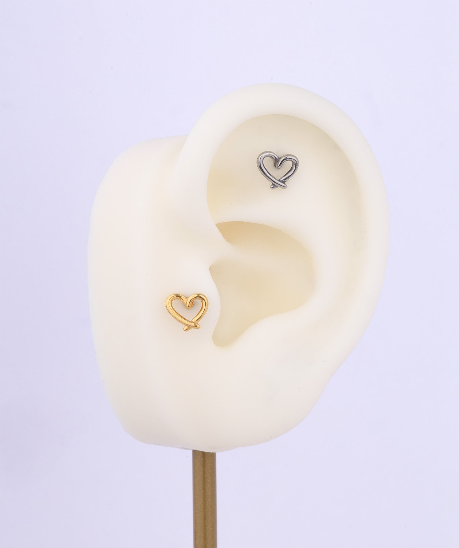 Hollow Cross Heart Stud