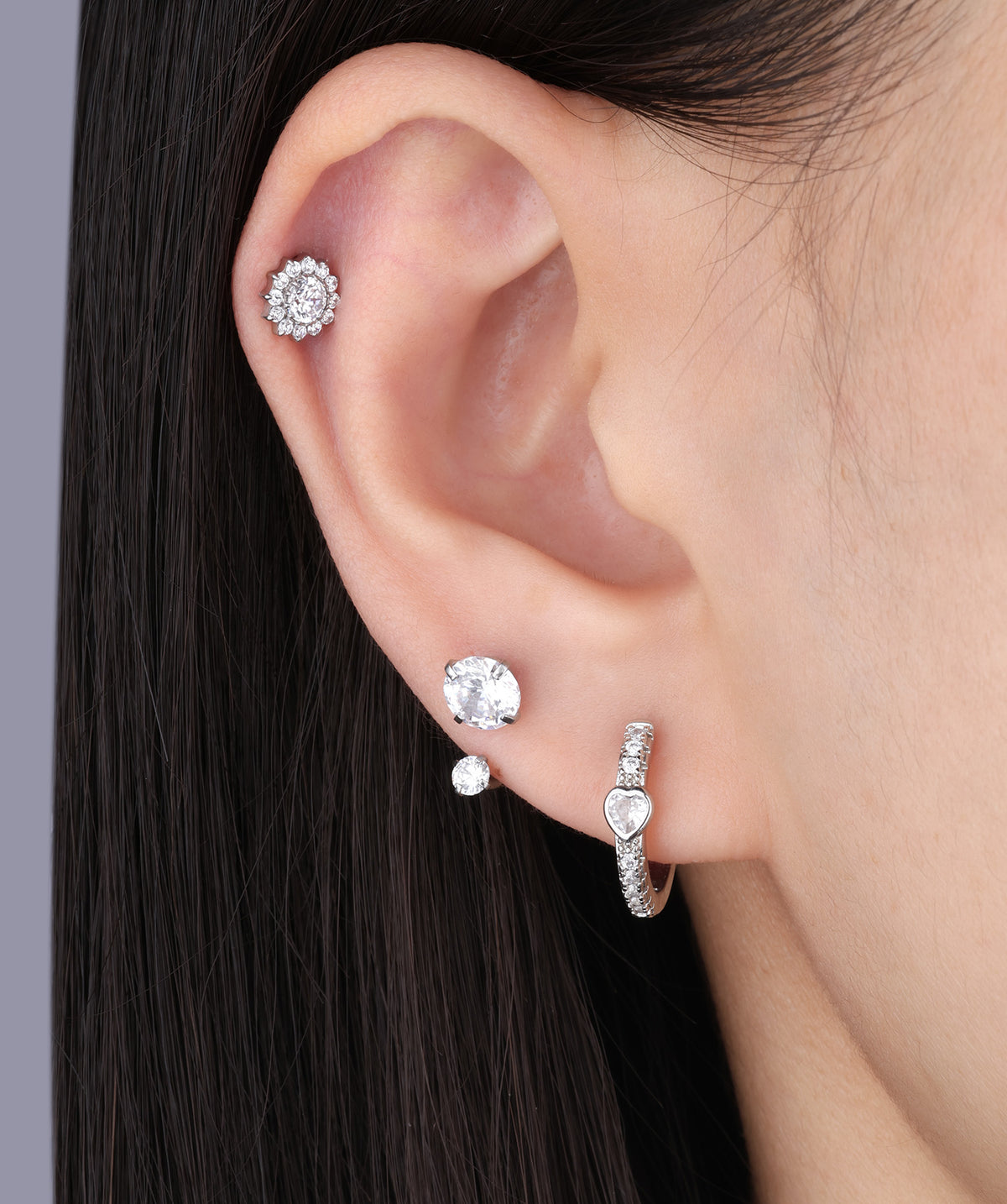 Sparkle Horseshoe Ring - Stainless Steel - Upper Lobe, Helix, Conch - Oumo Jewelry