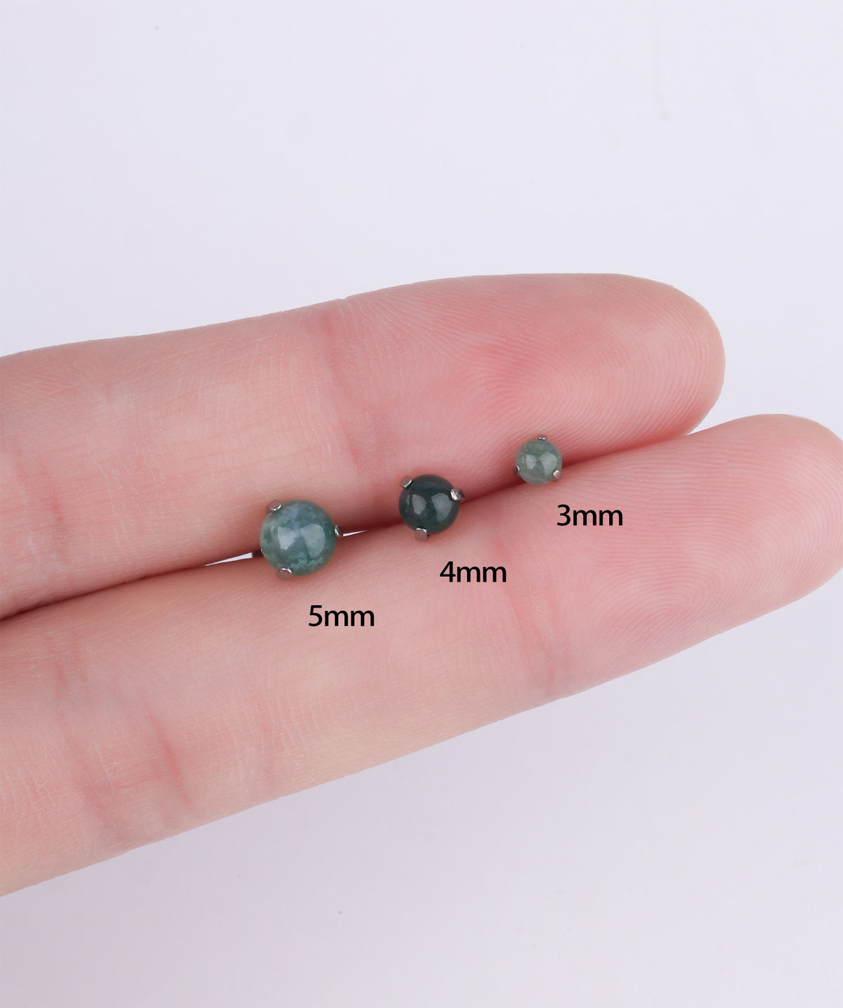 Titanium Water Grass Agate Flatback Stud - Titanium - Helix, Forward Helix, Upper Lobe - Oumo Jewelry
