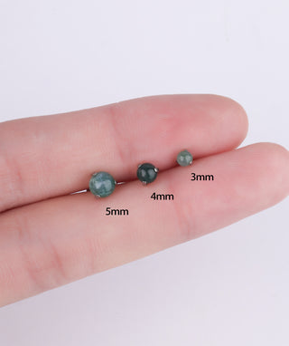 Titanium Water Grass Agate Flatback Stud - OumoJewelry