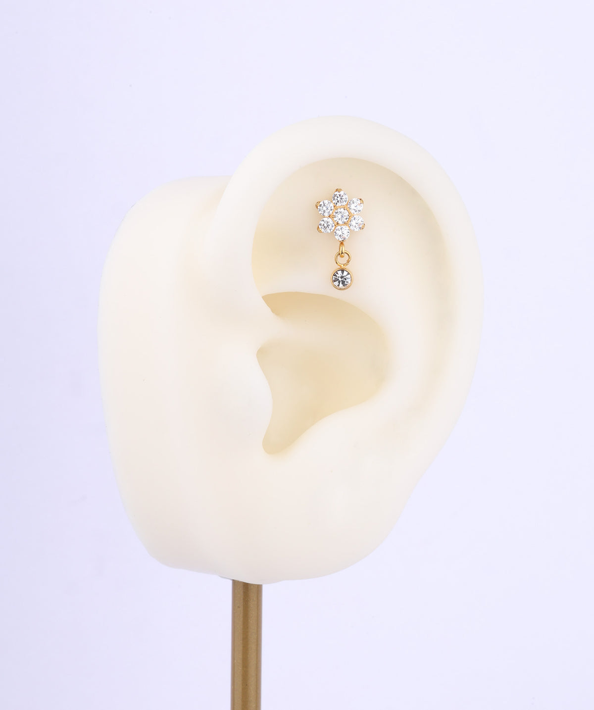 Titanium Flower Gem Flatback Drop - Titanium - Upper Lobe, Helix, Flat - Oumo Jewelry
