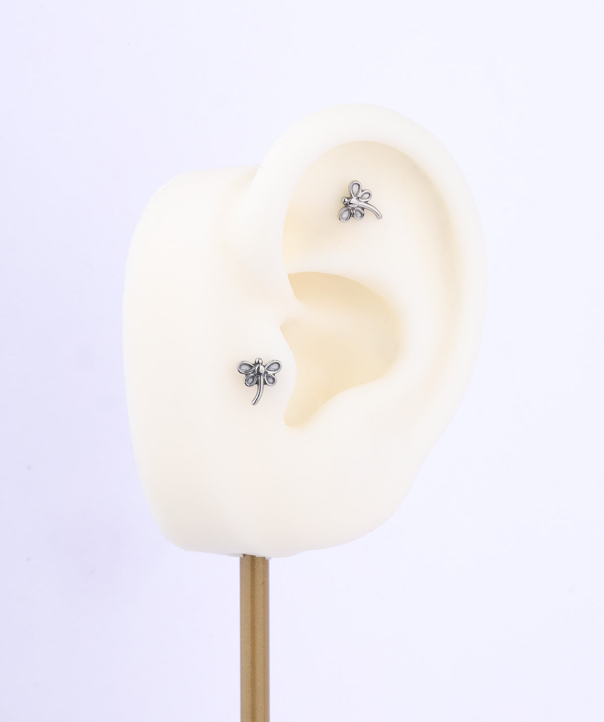 Titanium Dragonfly Flatback Stud - Titanium - Helix, Forward Helix, Upper Lobe - Oumo Jewelry