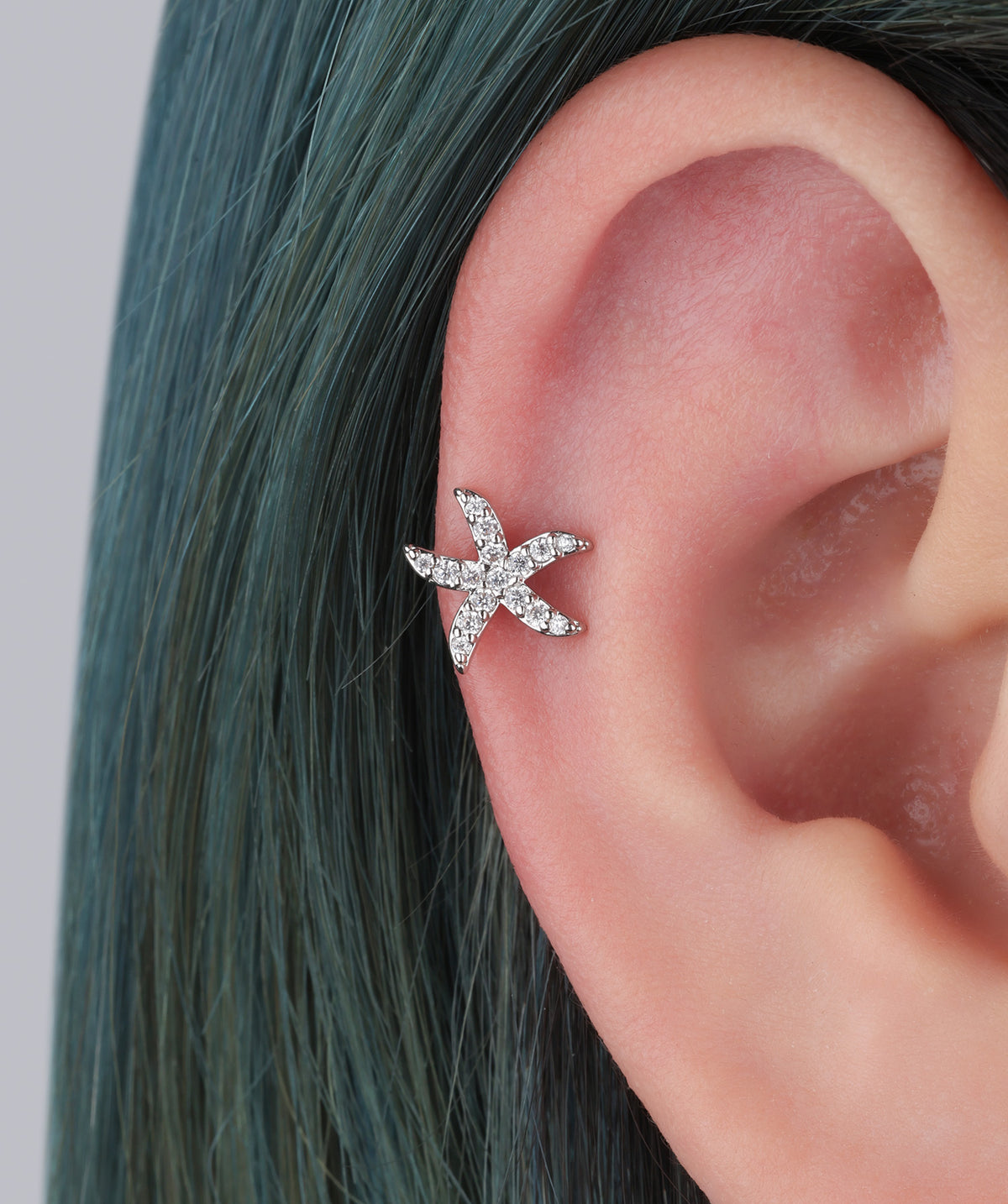 Funny Starfish Stud - Stainless Steel - Upper Lobe, Helix, Flat - Oumo Jewelry