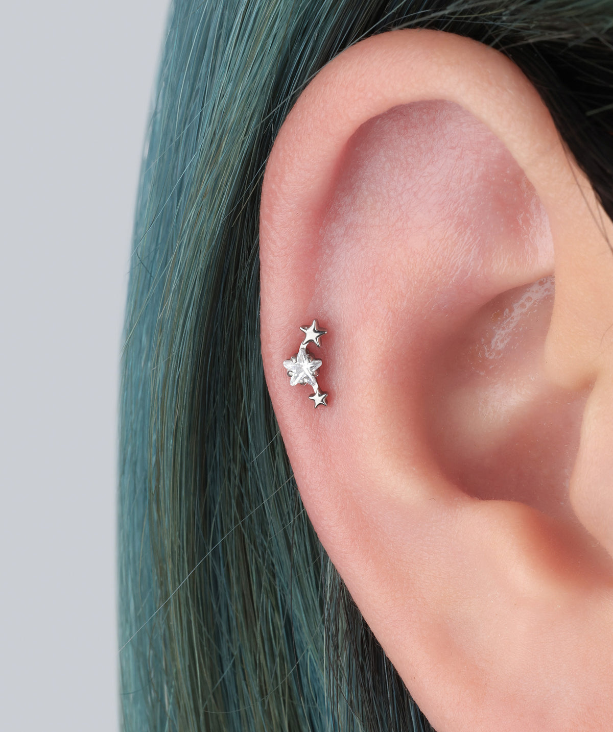 Titanium Petite Star Flatback Stud - Titanium - Helix, Upper Lobe, Conch - Oumo Jewelry