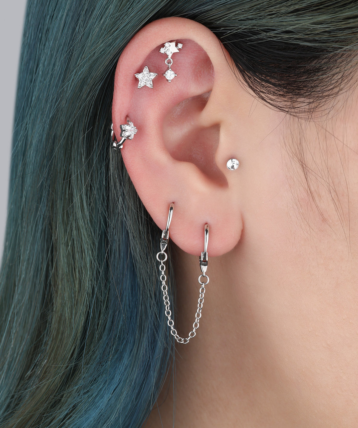 Star Vertical Helix Stud - Stainless Steel - Vertical Helix - Oumo Jewelry