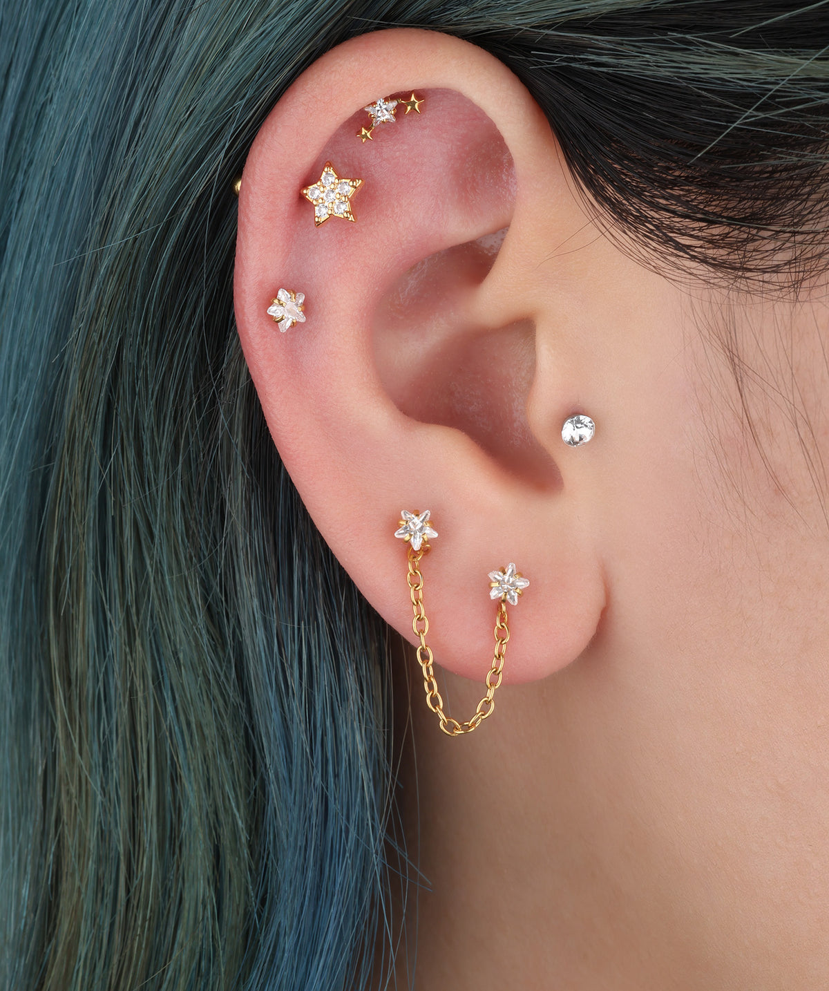 Star Vertical Helix Stud - Stainless Steel - Vertical Helix - Oumo Jewelry