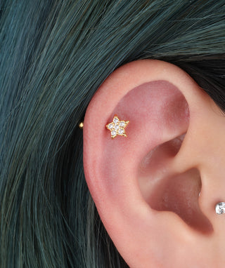 Star Vertical Helix Stud - OumoJewelry