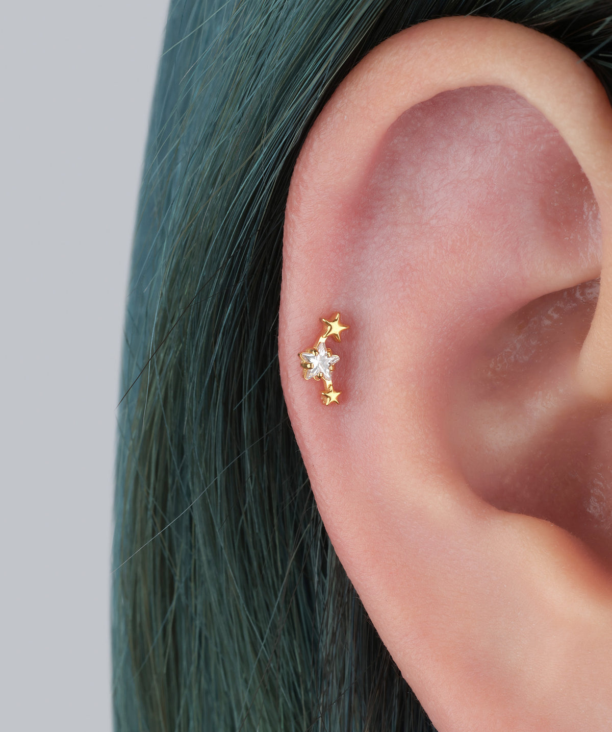 Titanium Petite Star Flatback Stud - Titanium - Helix, Upper Lobe, Conch - Oumo Jewelry