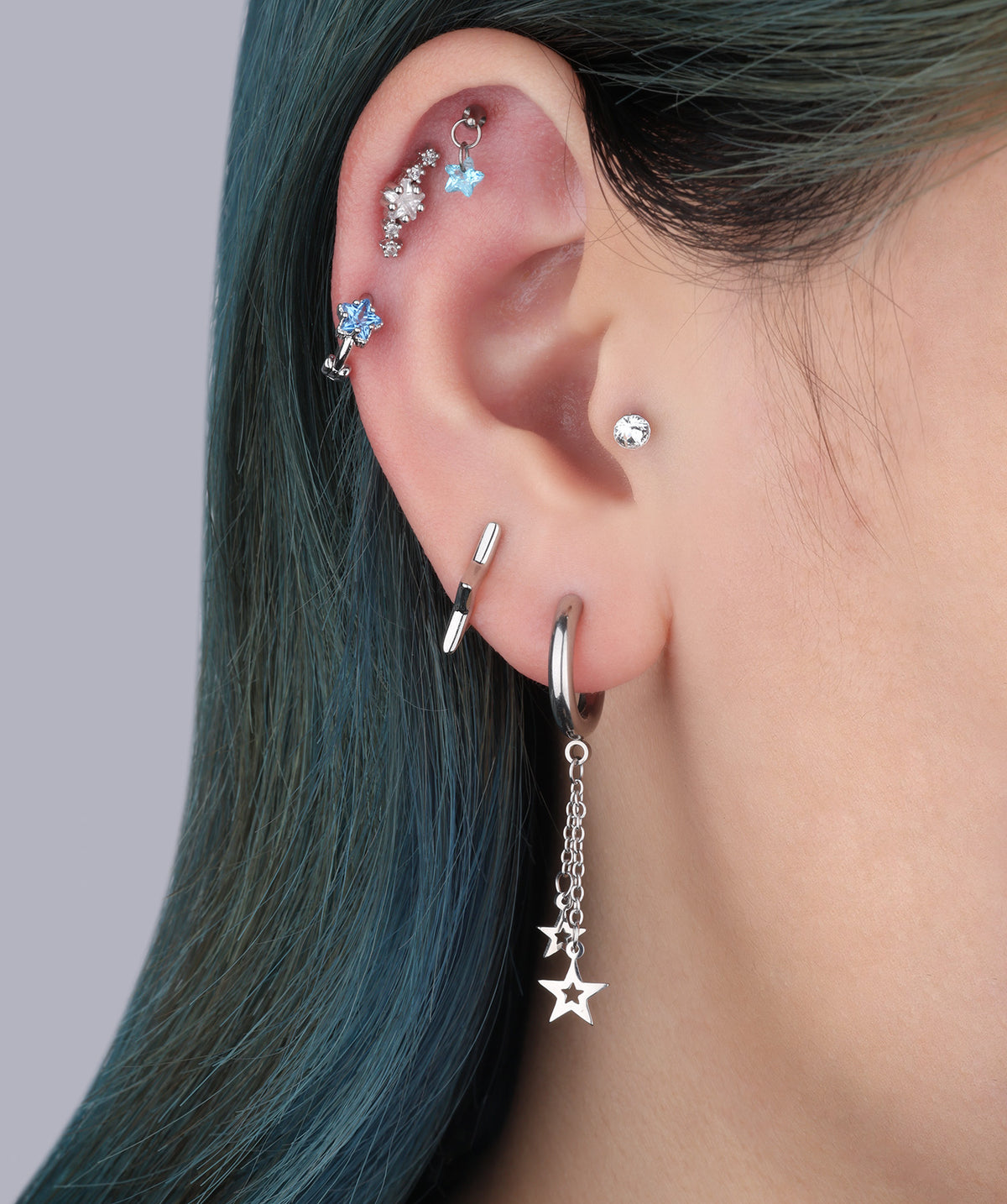Charming Star Helix Hoop - Brass - Upper Lobe, Helix - Oumo Jewelry