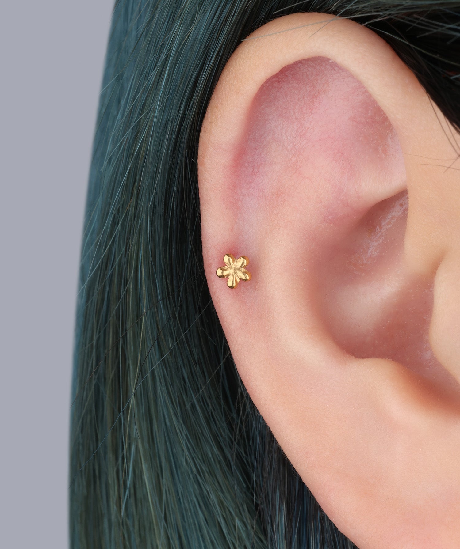 Titanium Flower Flatback Stud