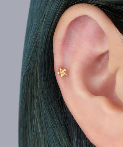 Titanium Flower Flatback Stud