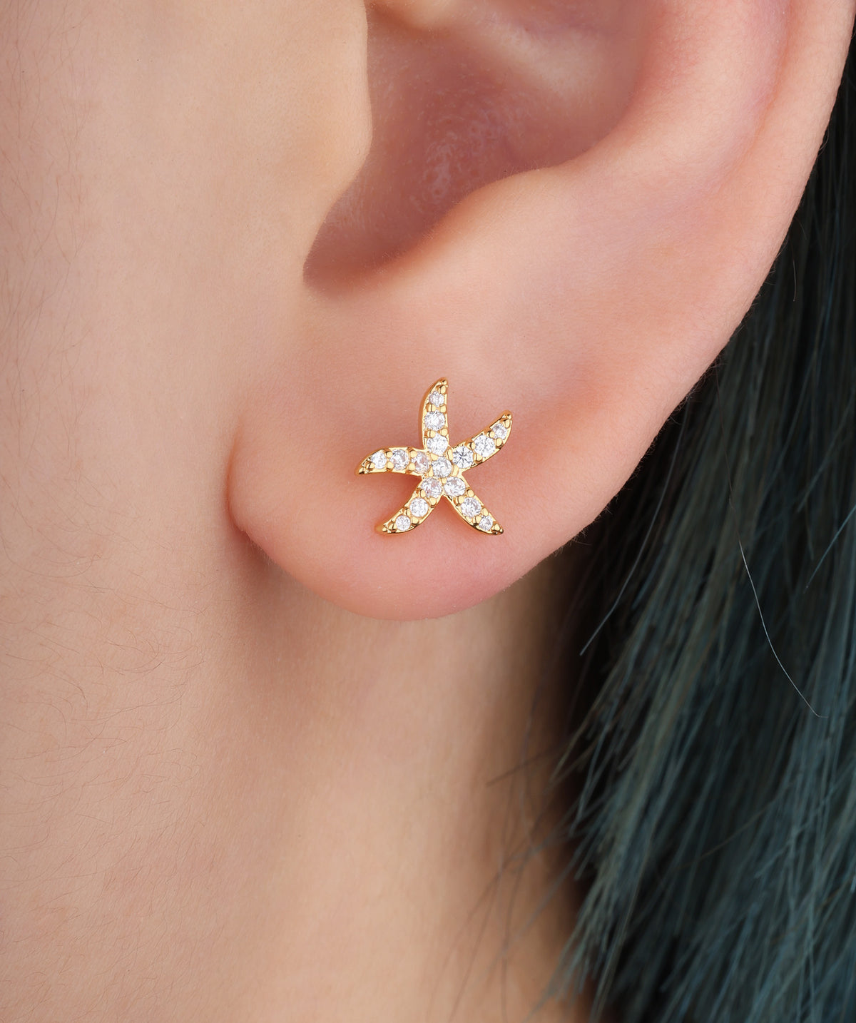 Funny Starfish Stud - Stainless Steel - Upper Lobe, Helix, Flat - Oumo Jewelry
