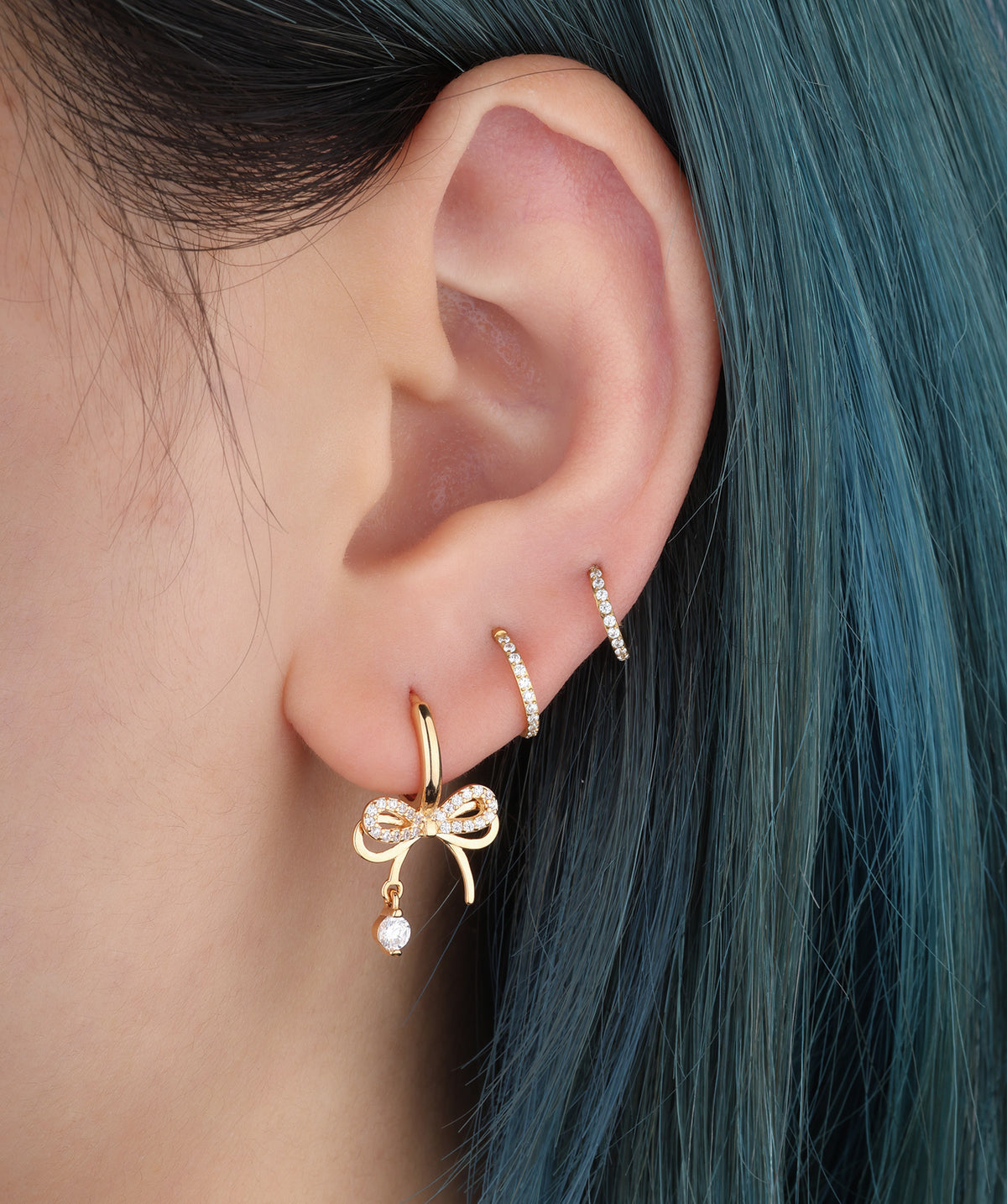 Sweet Bow Drop - Brass - Upper Lobe, Lobe - Oumo Jewelry