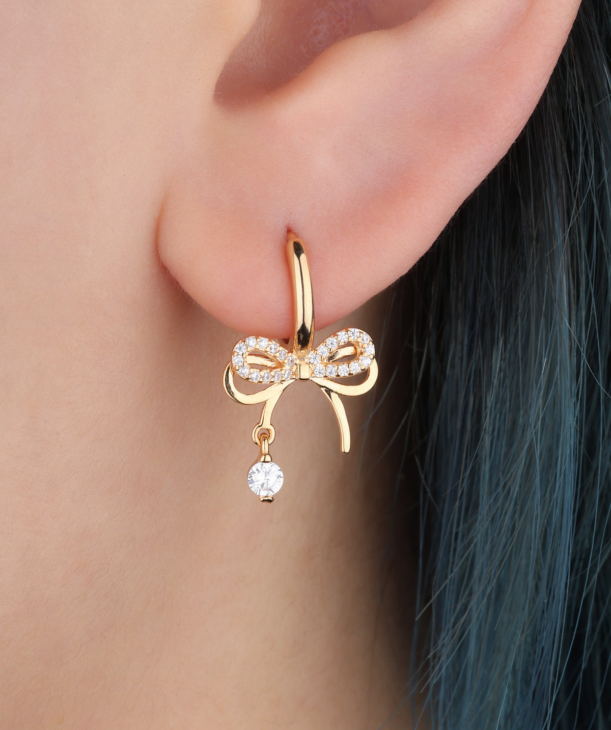 Sweet Bow Drop - Brass - Upper Lobe, Lobe - Oumo Jewelry