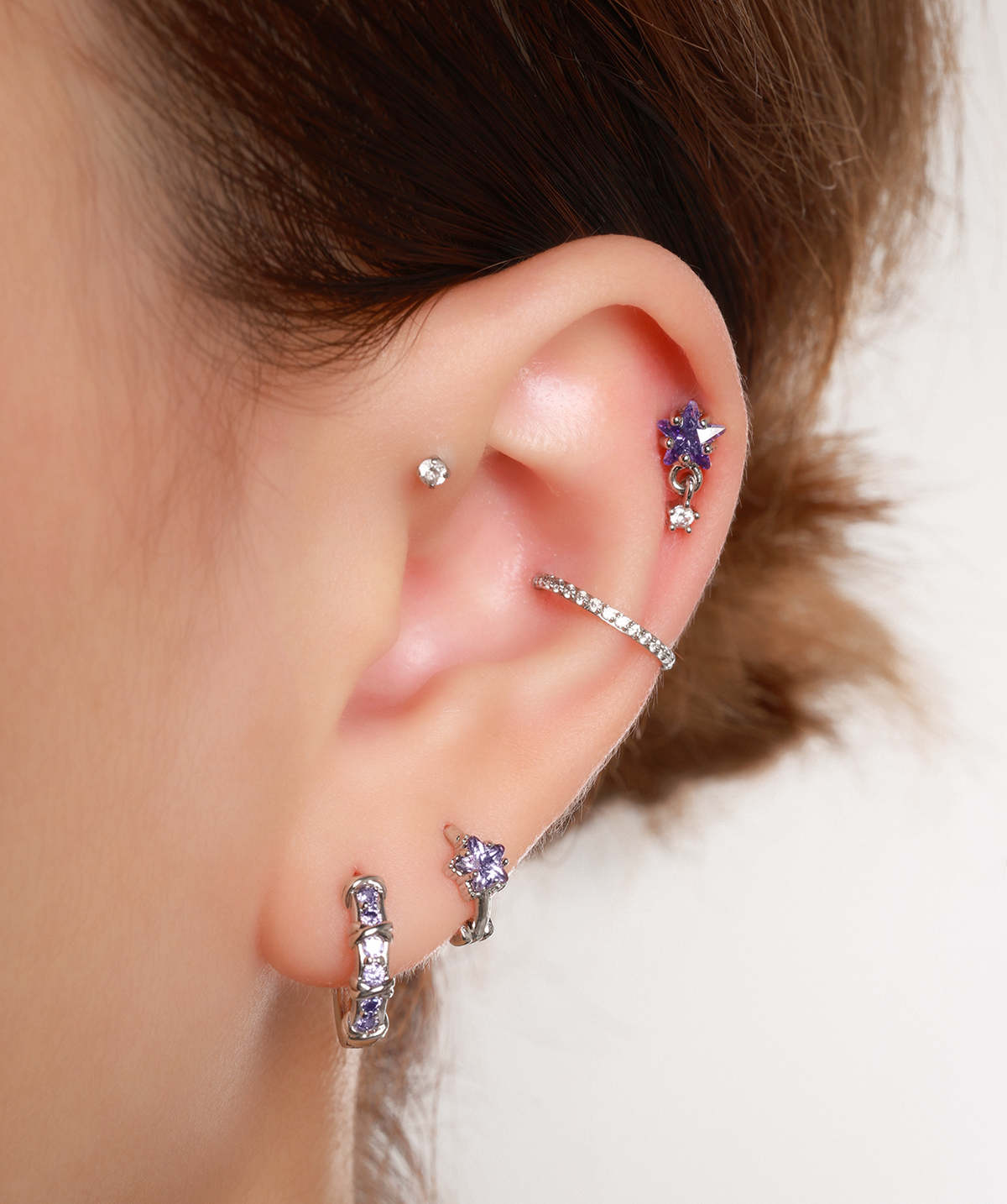 Charming Star Helix Hoop - Brass - Upper Lobe, Helix - Oumo Jewelry
