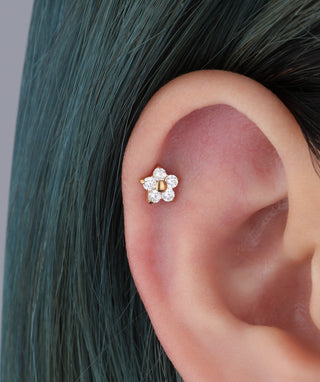 Titanium Flower Flatback Stud - OumoJewelry