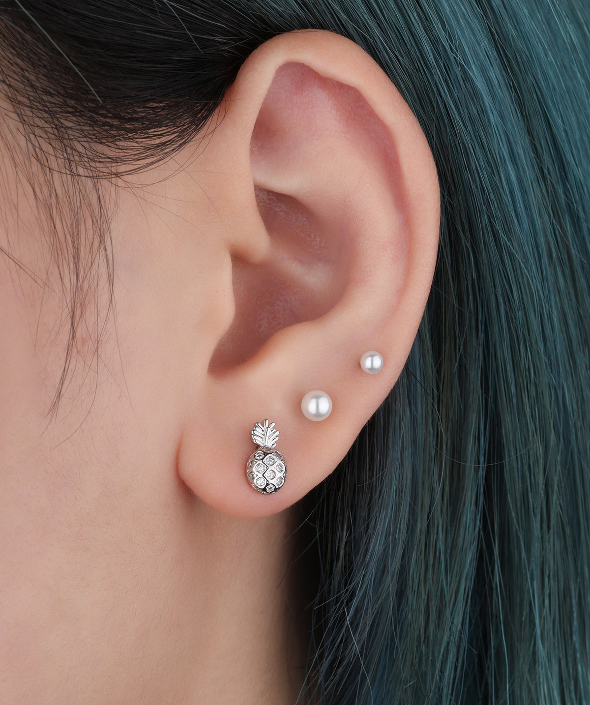 Cute Pineapple Stud - Stainless Steel - Upper Lobe, Helix, Flat - Oumo Jewelry