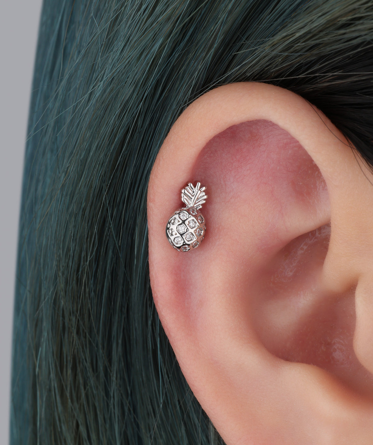 Cute Pineapple Stud - Stainless Steel - Upper Lobe, Helix, Flat - Oumo Jewelry