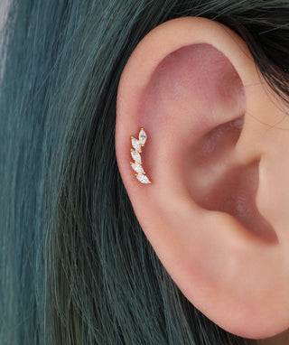 Titanium Marquise Curve Flatback Stud - OumoJewelry