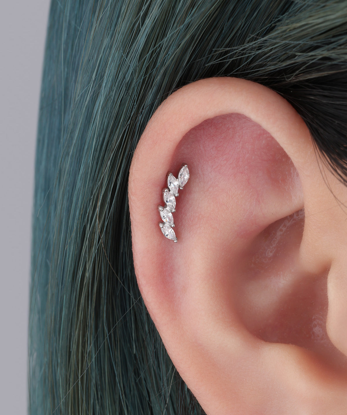 Titanium Marquise Curve Flatback Stud - Titanium - Helix, Forward Helix, Upper Lobe - Oumo Jewelry