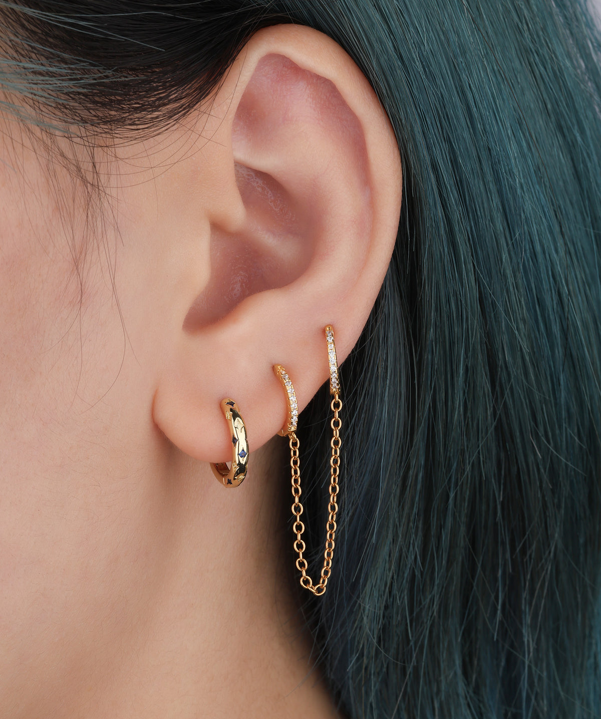 Star Twinkle Hoops - Brass - Oumo Jewelry