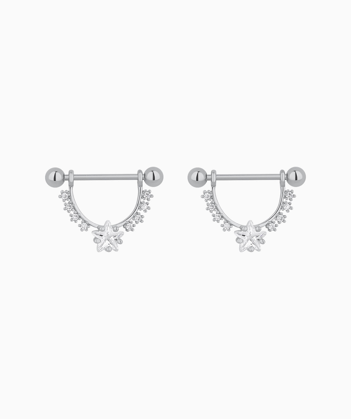Star Glitter Nipple Rings - Stainless Steel - Oumo Jewelry