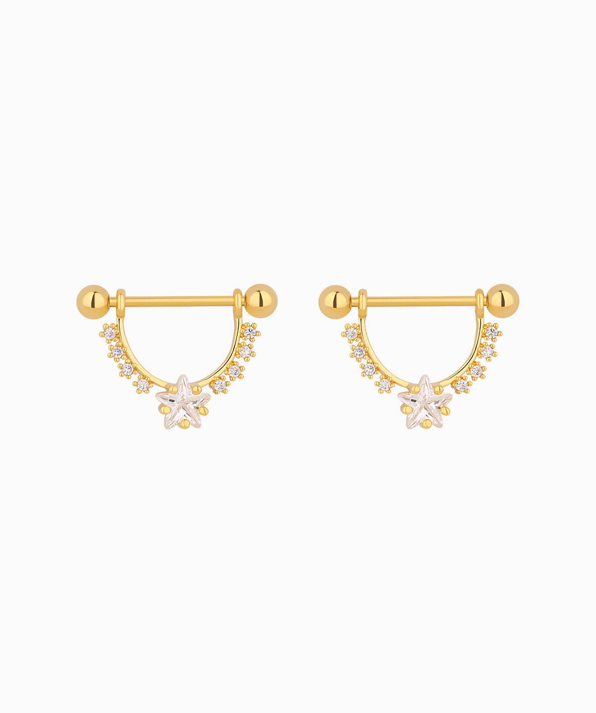 Star Glitter Nipple Rings - Stainless Steel - Oumo Jewelry