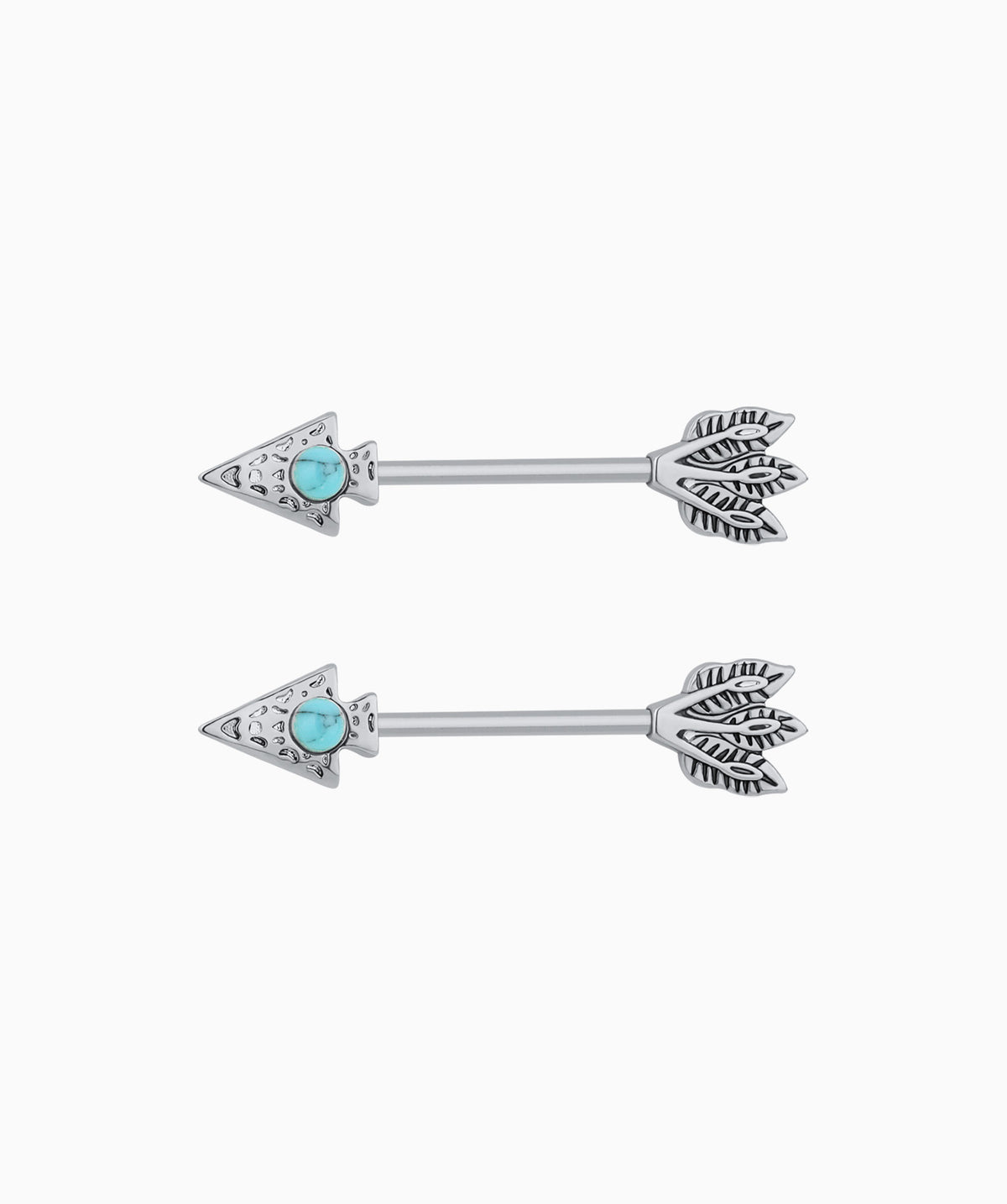 Turquoise Arrow Nipple Rings - Stainless Steel - Oumo Jewelry