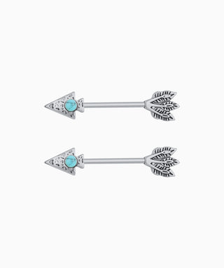 Turquoise Arrow Nipple Rings - OumoJewelry