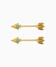 Turquoise Arrow Nipple Rings - Stainless Steel - Oumo Jewelry